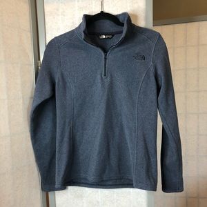 Women’s North Face 1/4 zip denim blue fleece EUC